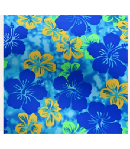 Nylon Spandex Tricot Floral Print Turq/Raoyal