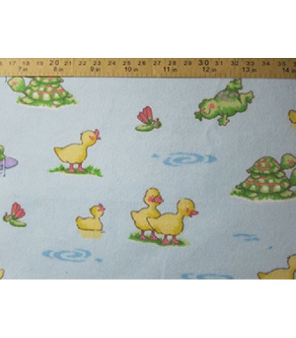 100% Cotton Flannel Water Animal Print on SkyBlue