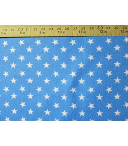 100% Cotton Flannel White Star Print on Blue