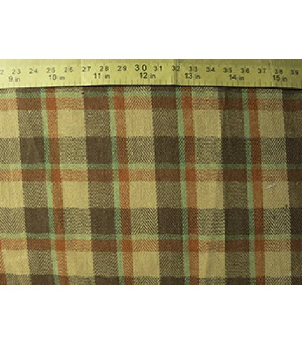 100% Cotton Flannel Plaid Sea Green/Brown on Khaki