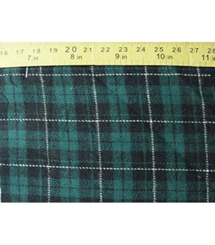 100% Cotton Flannel Plaid Black/Green