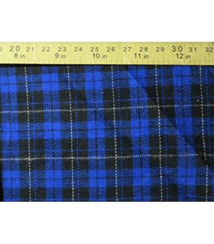 100% Cotton Flannel Plaid Black/Blue