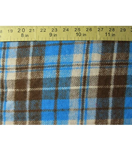 100% Cotton Flannel Plaid Powder Blue/Brown