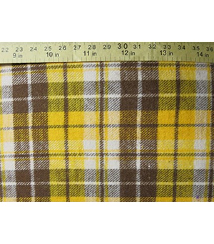100% Cotton Flannel Plaid Yellow/Brown