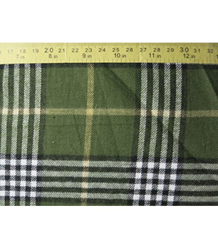100% Cotton Flannel Plaid Black/Green