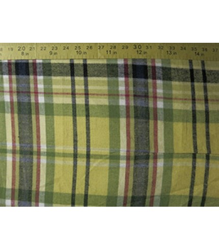 100% Cotton Flannel Plaid Black/Lime on Yellow