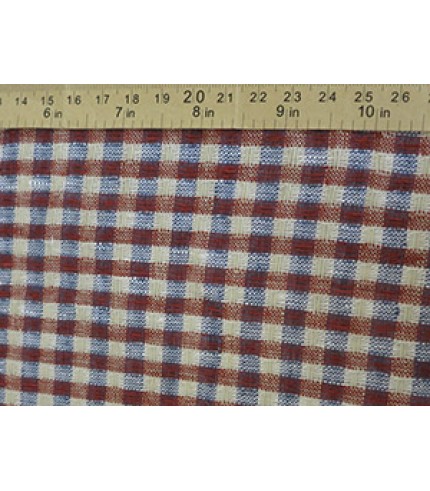 100% Linen Plaid Brown/Blue