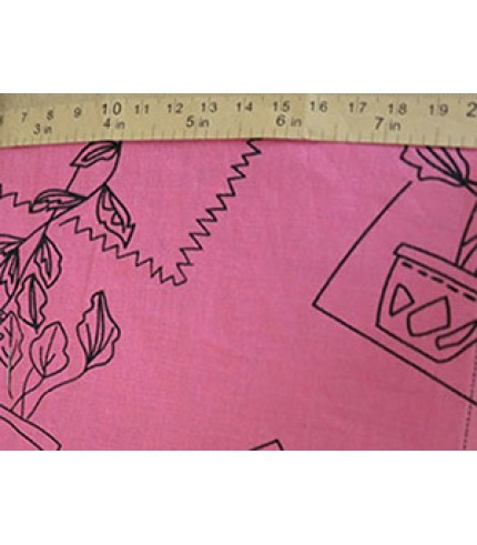 Cotton Linen Gardening Print Pink