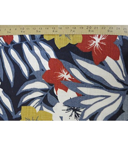 100% Linen Floral Print Blue