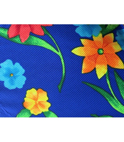 Nylon Spandex Lycra Flower Print on Blue