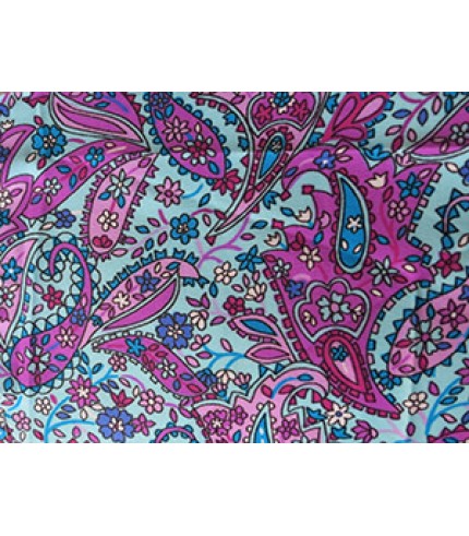 Nylon Spandex Lycra Floral Multicolor Print on Aqua Blue
