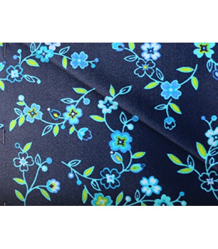 Nylon Spandex Lycra Floral Print on Blue