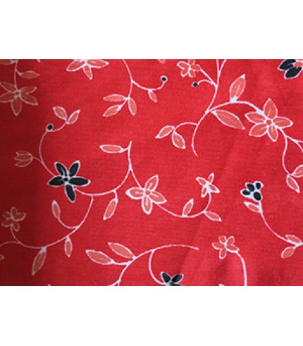 Nylon Spandex Lycra Flower Print on Red