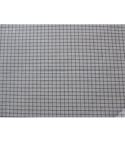 100% Cotton Plaid Turq/Brown on White