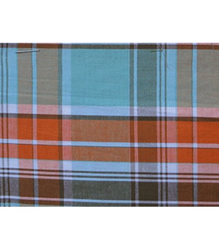 100% Cotton Plaid Orange/Turq