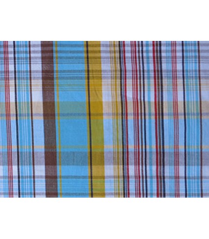 100% Cotton Plaid White/Turq