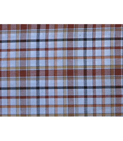 100% Cotton Plaid White/Brown
