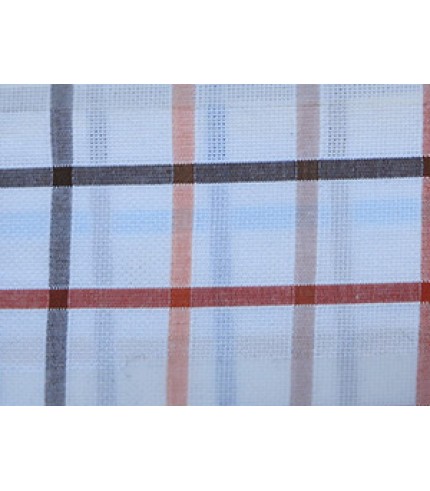 100% Cotton Plaid Orange/Red on White