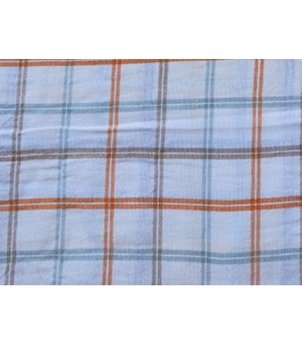 100% Cotton Plaid Orange/Blue on White