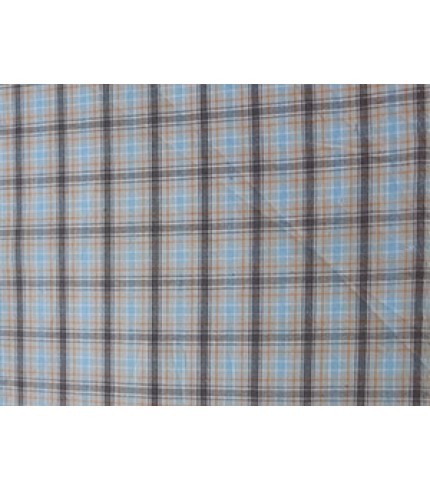 100% Cotton Plaid SkyBlue/Black on Gray