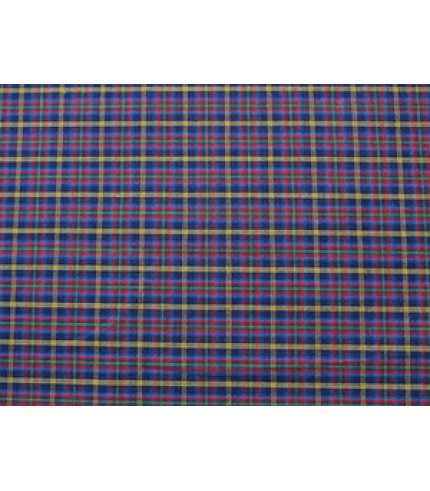 100% Cotton Plaid Red/Yellow/Green on Blue