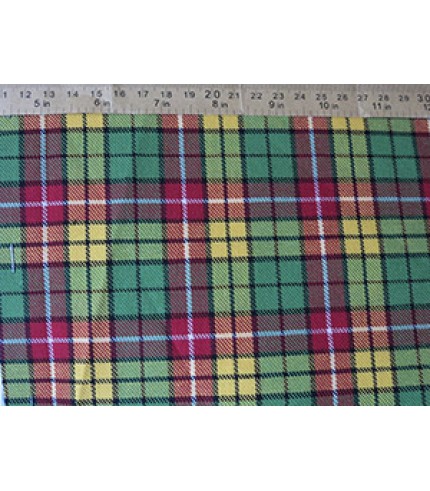 100% Cotton Plaid Yellow/Red on Green