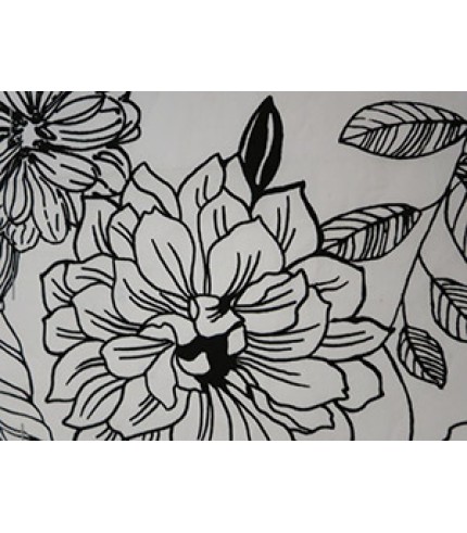 100% Cotton Shirting Black Flower Print on White