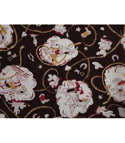 100% Cotton Shirting Cowboy Print on Brown