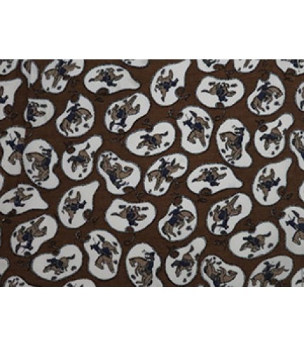 100% Cotton Shirting Cowboy Print on Brown