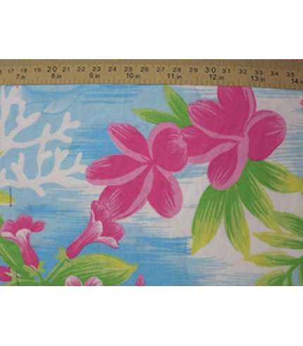 100% Cotton Shirting Flower & Fish Print on SkyBlue