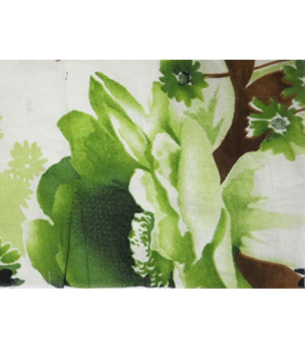 100% Cotton Shirting Green/Brown Nature Print on White