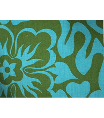 100% Cotton Shirting BlueGreen Floral Print on Green