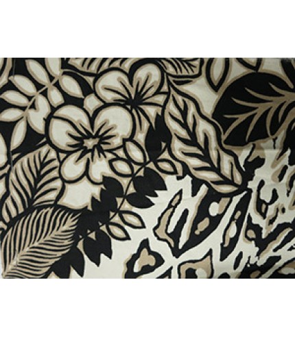 100% Cotton Shirting Black Flower Print on Khaki