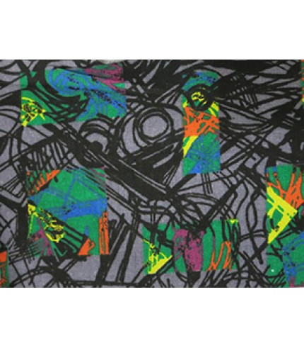 100% Cotton Shirting Black Abstact Print on Gray